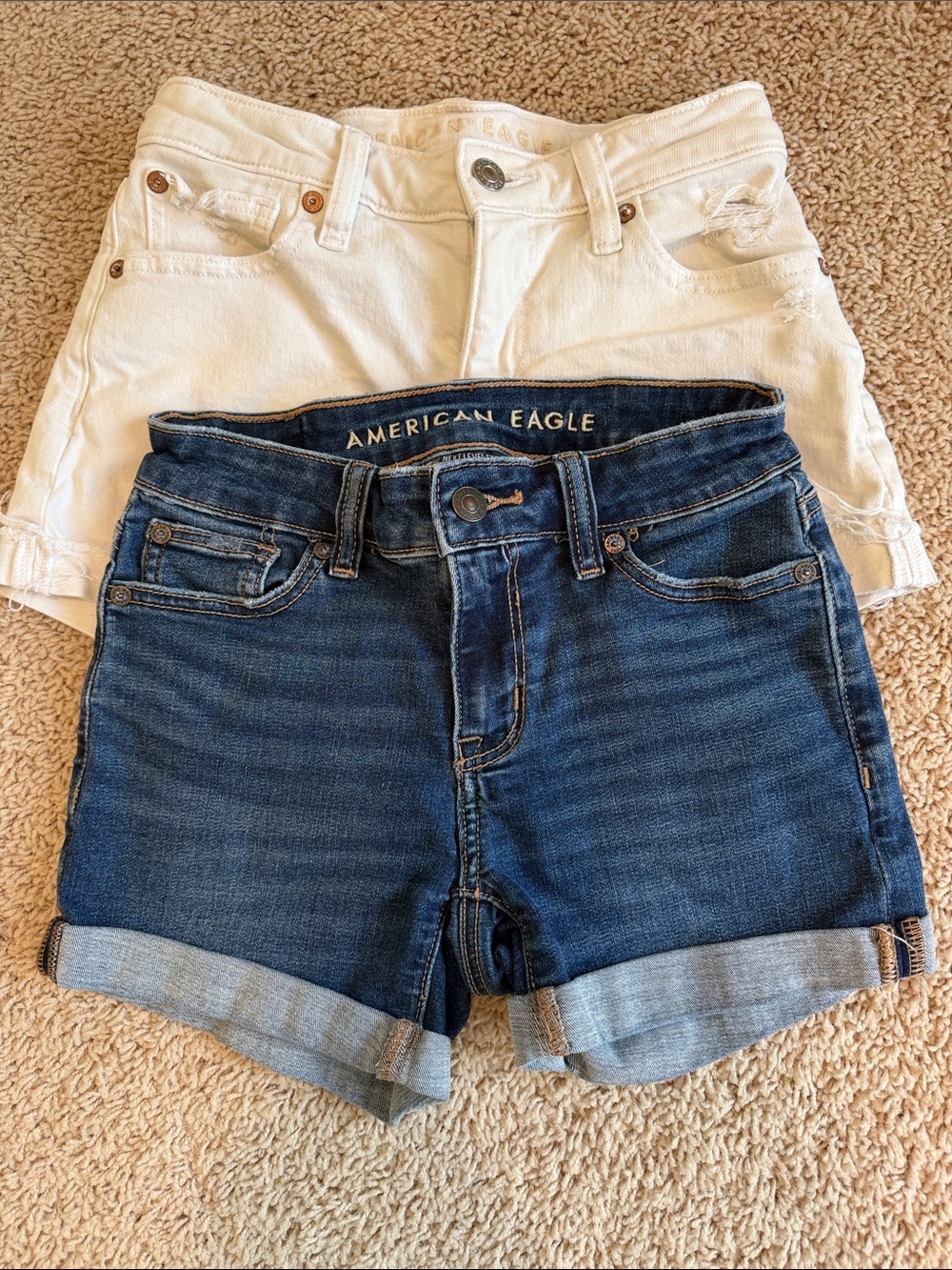 American Eagle Outfitters Blue and White Denim Shorts Duo